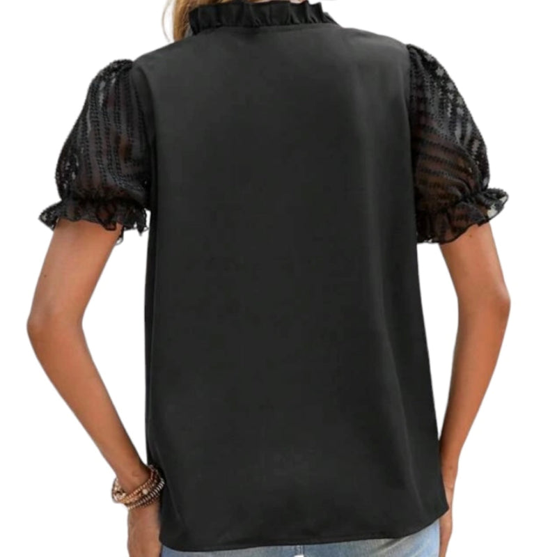 Blouse C'est Elle manche bouffante #couleur_noir
