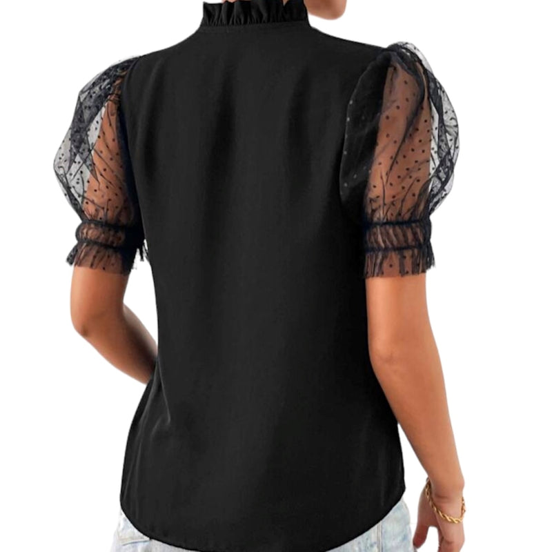 Blouse chic pour femme chiffon noir #couleur_noir