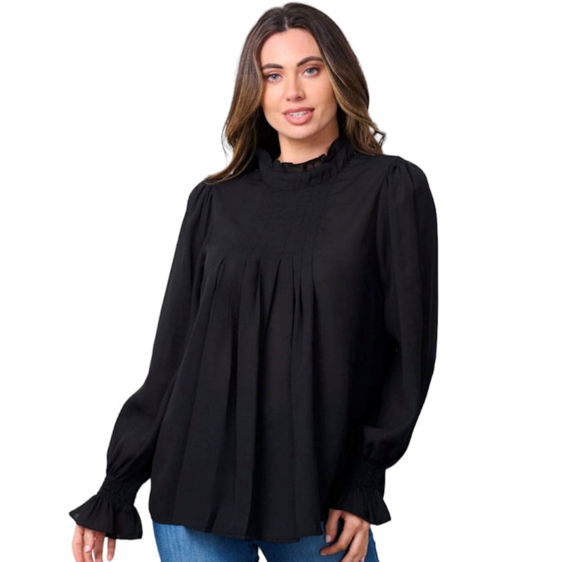 Blouse plissée femme #couleur_noir