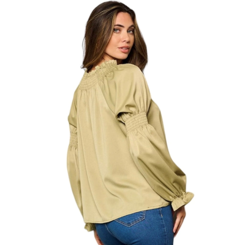 Blouse smockée femme #couleur_sage