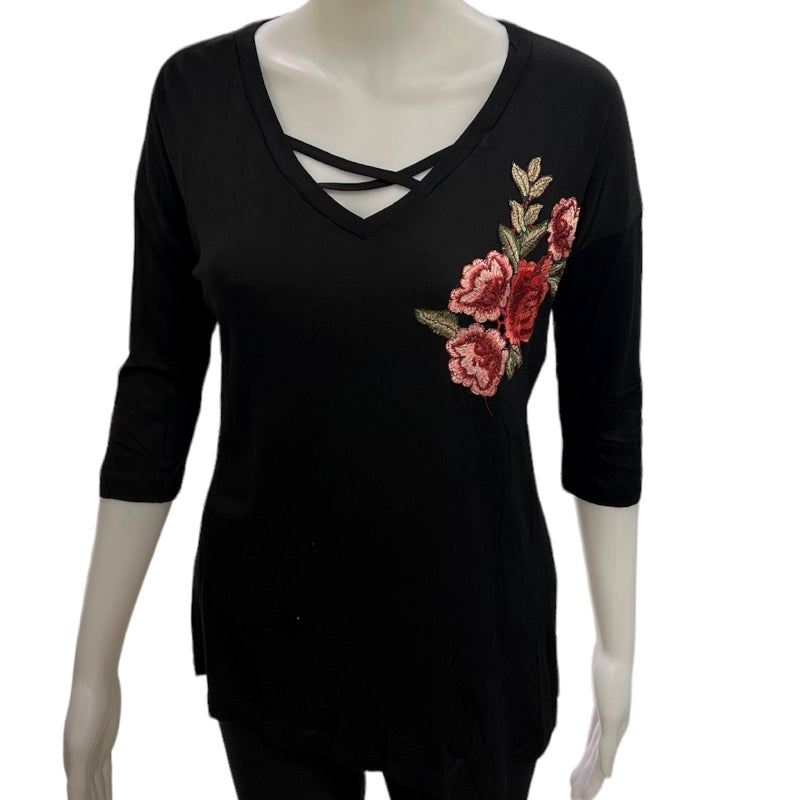 Blouse So Nice avec fleurs pour femme #couleur_noir