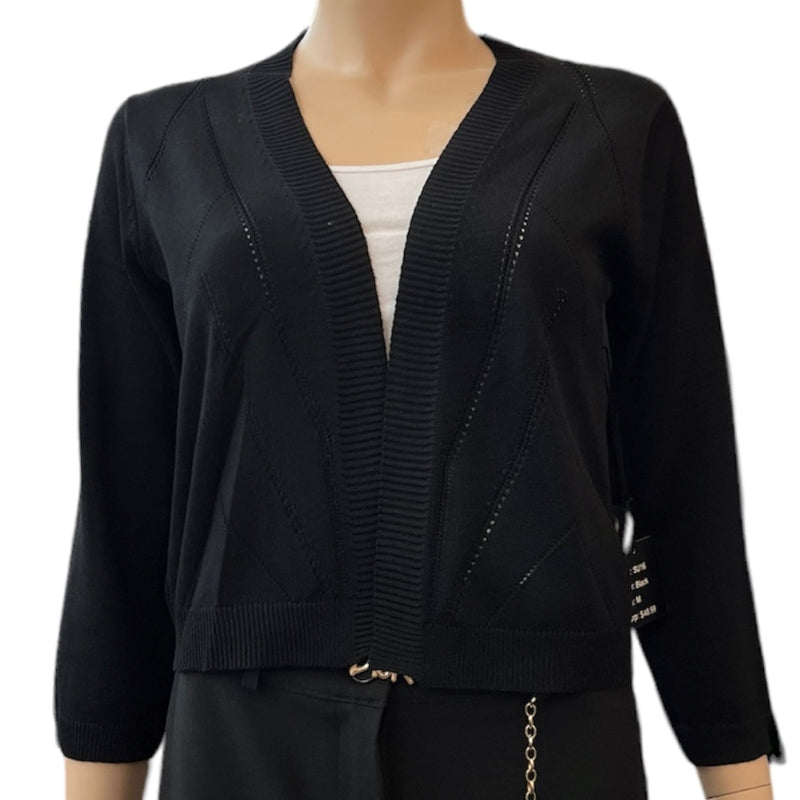 Boléro à maille Select + Trend manches 3/4 géo pour femme #couleur_noir 