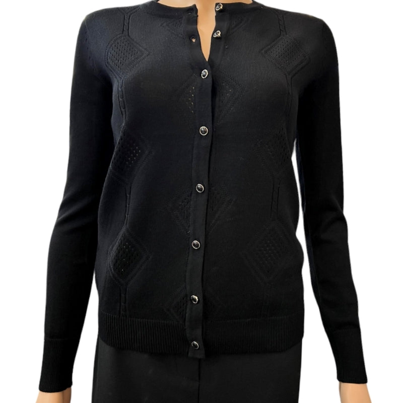 Cardigan boutonné losanges Select + Trend #couleur_noir