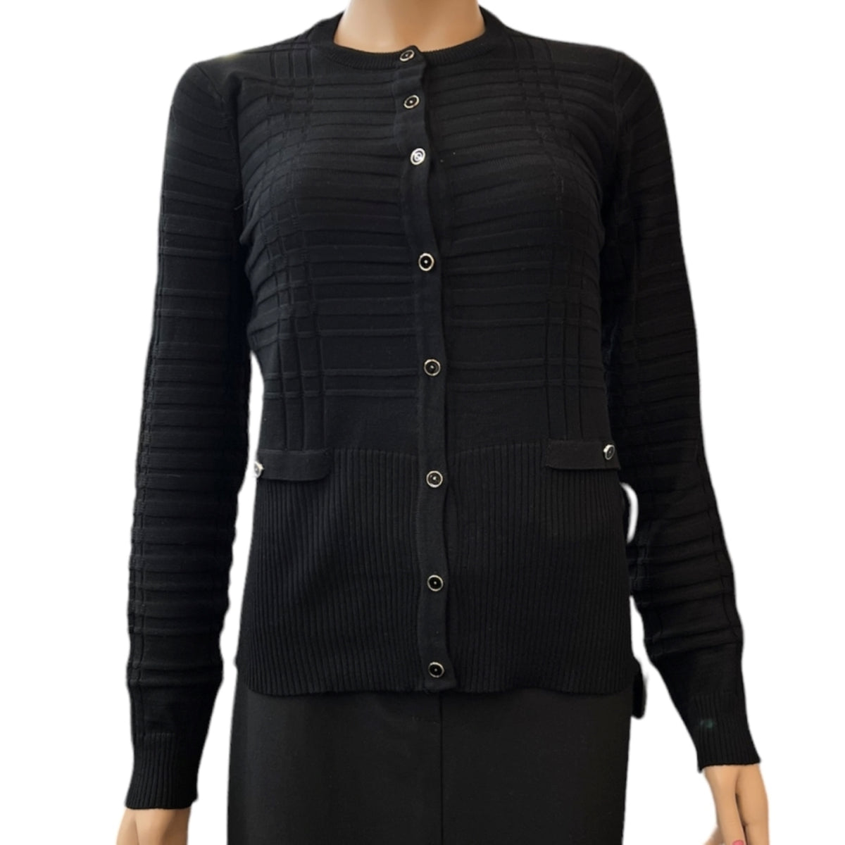 Cardigan fausses poches noir pour femme