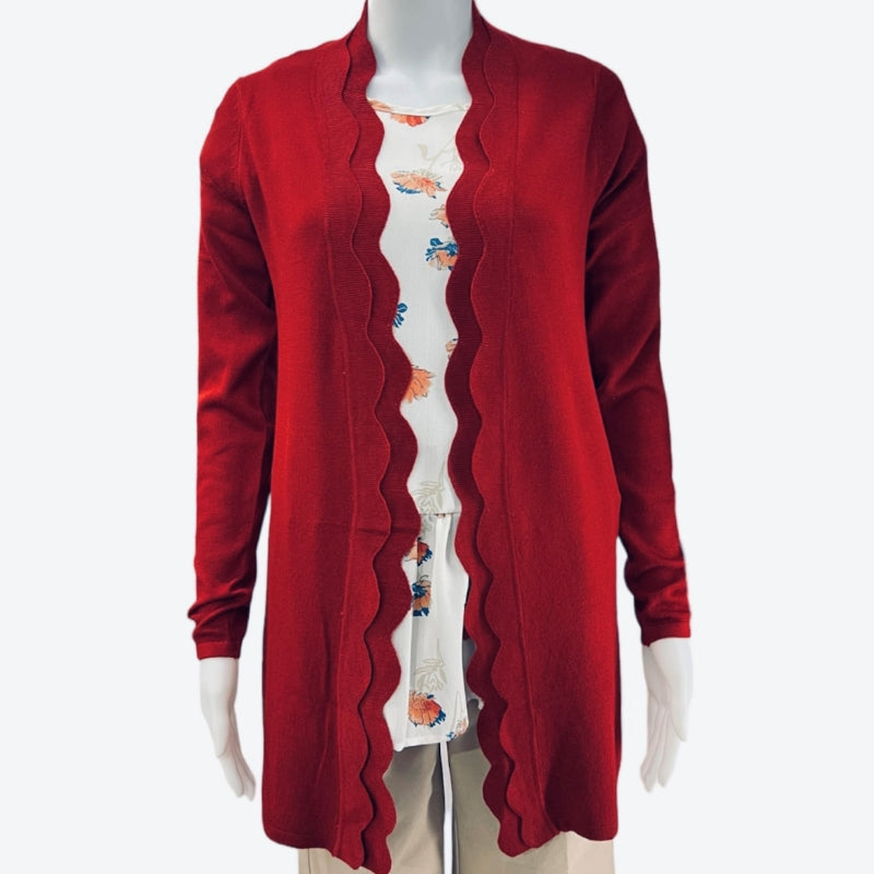 Cocobleu New York cardigan long ouvert #couleur_rouge-vin