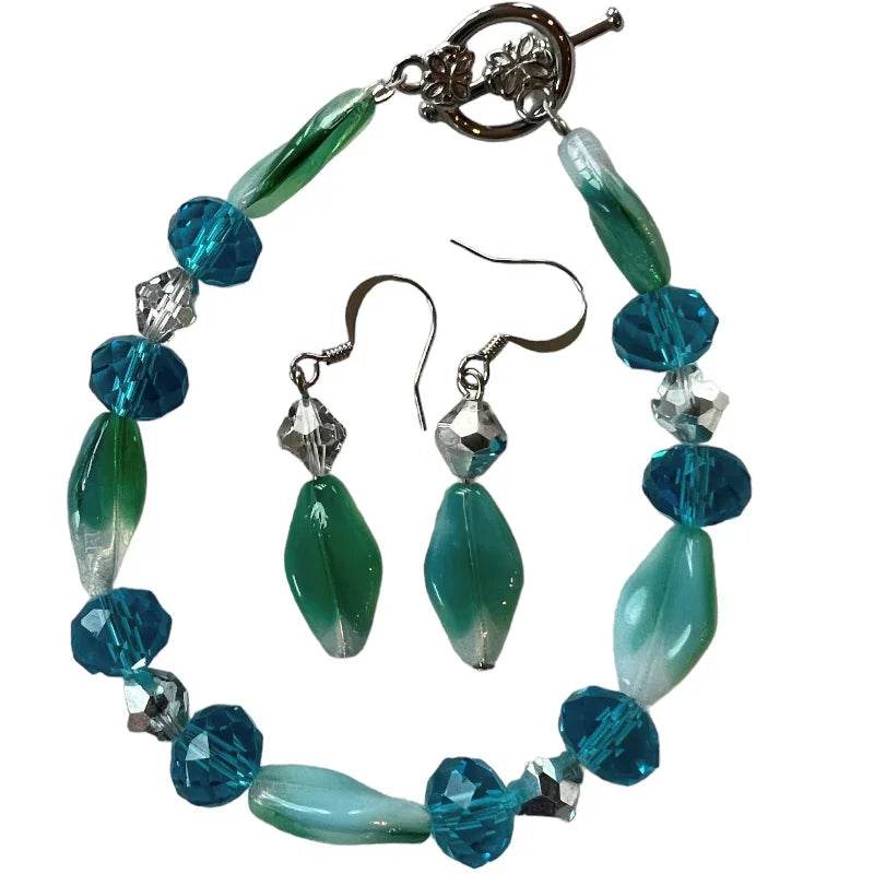 Bracelet et boucle d'oreille émeraude - C'est Elle