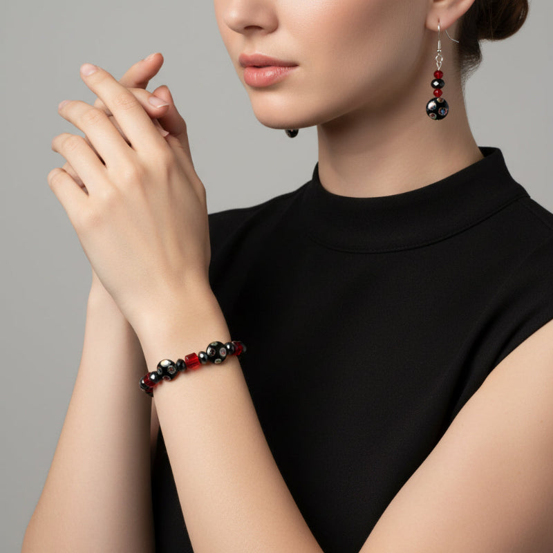 gigi-bracelet-et-boucles-noir-et-rouge
