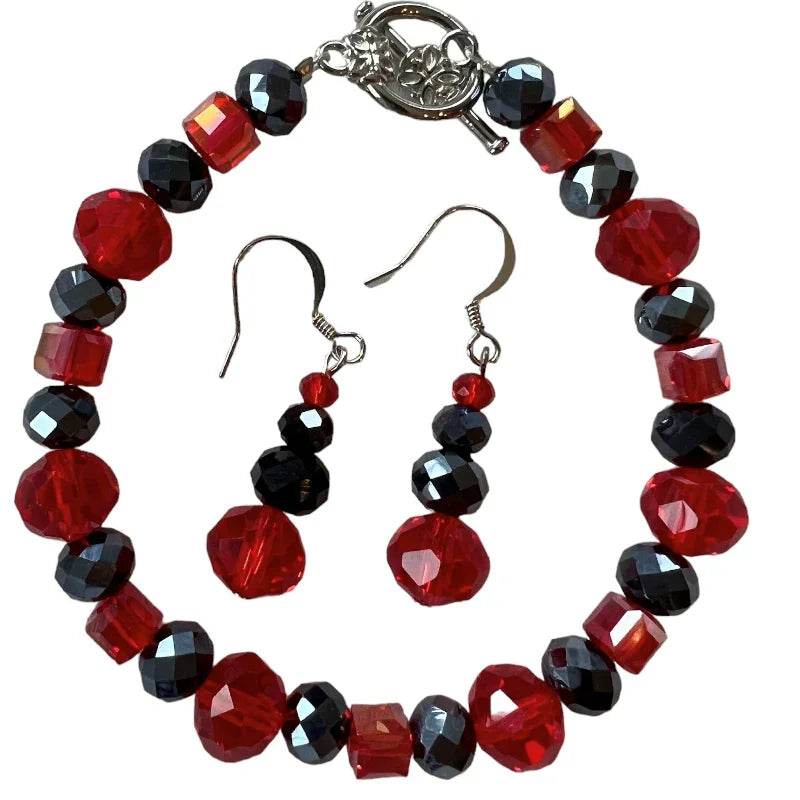 Bracelet et boucle d'oreille cristaux - C'est Elle