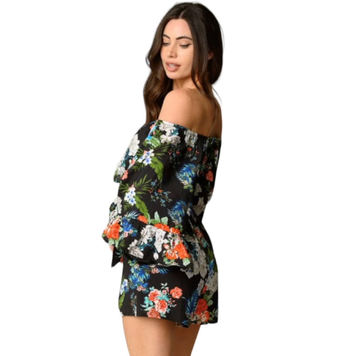 C'est Elle jumpsuit court fleuri pour femme