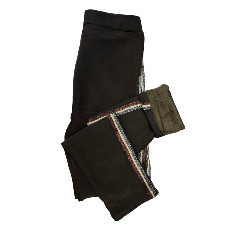 Legging chaud détail côté brun femme