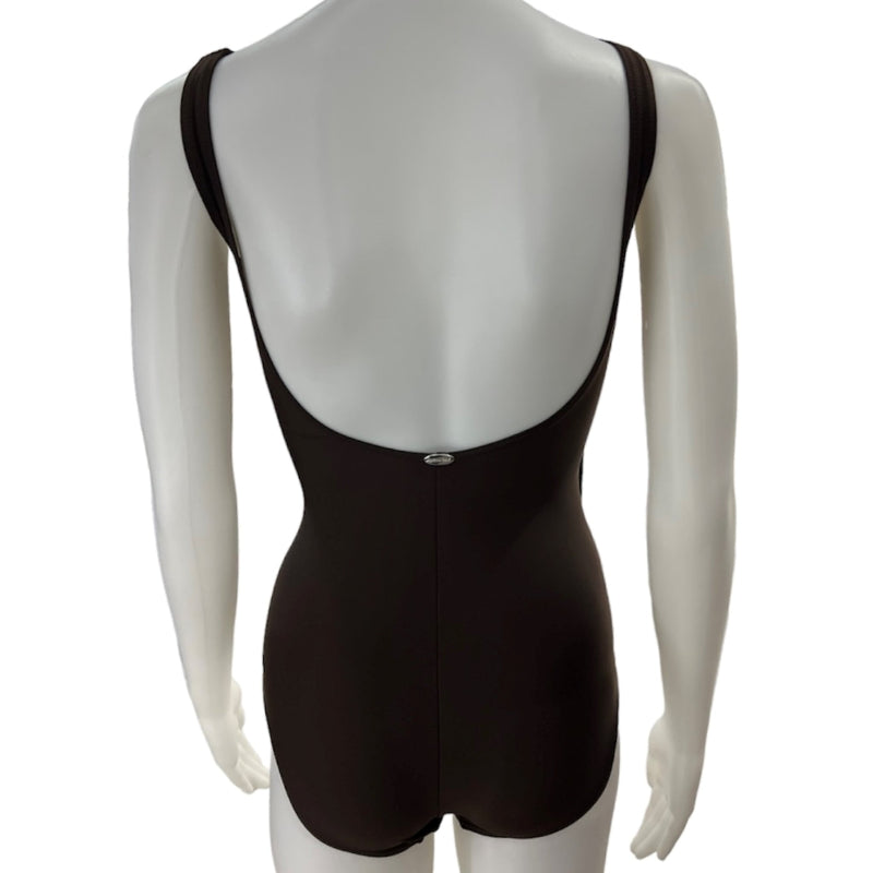 Maillot deux tissus beige fleuri pour femme