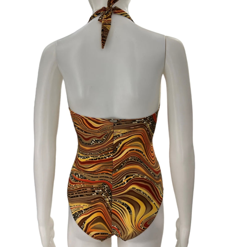Maillot une-piéce croisé leopard multi