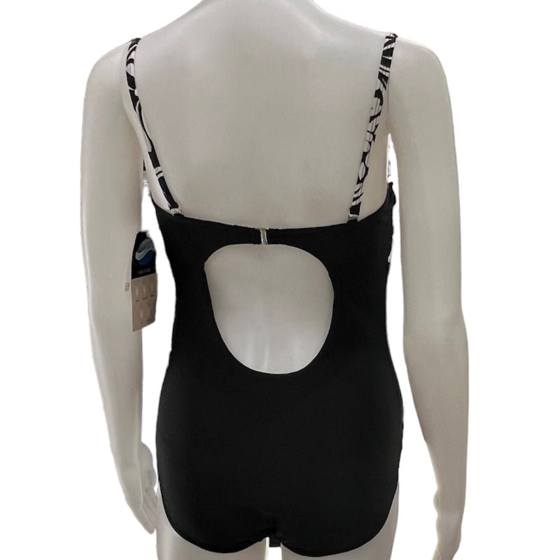 Maillot une-piéce avec noeud #couleur_noir_et_ blanc