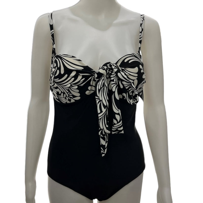 Maillot une-piéce avec noeud #couleur_noir_et_ blanc