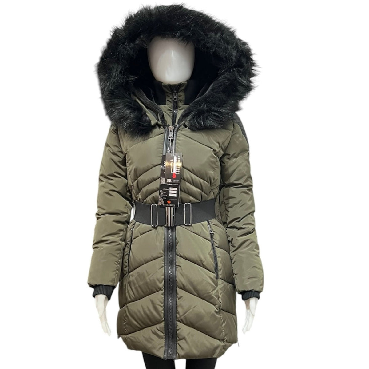 manteau avec fourrure  #couleur_olive