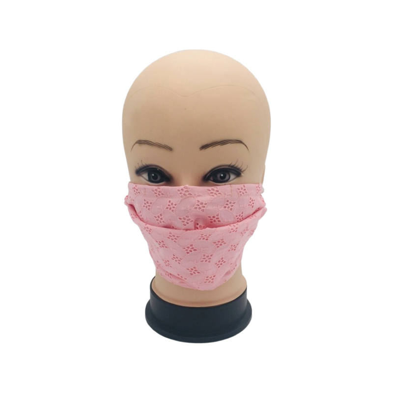 Masque fait au Québec broderie anglaise  #couleur_rose