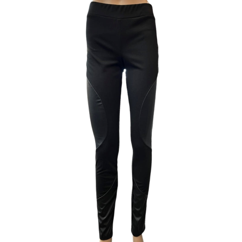 Pantalon C'est Elle avec cuir #couleur_noir
