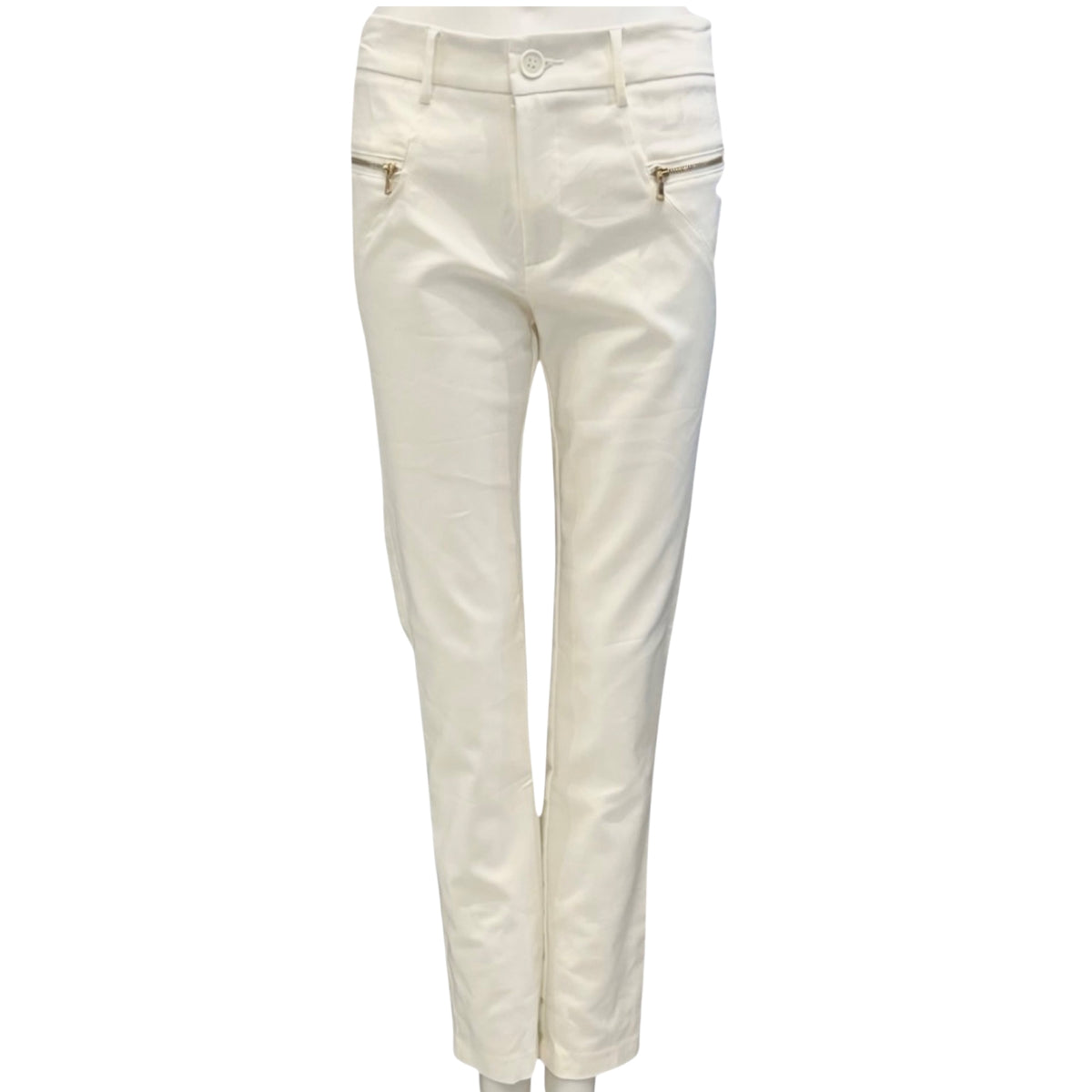 Pantalon fashion Kessley en coton stretch #couleur_ivoire