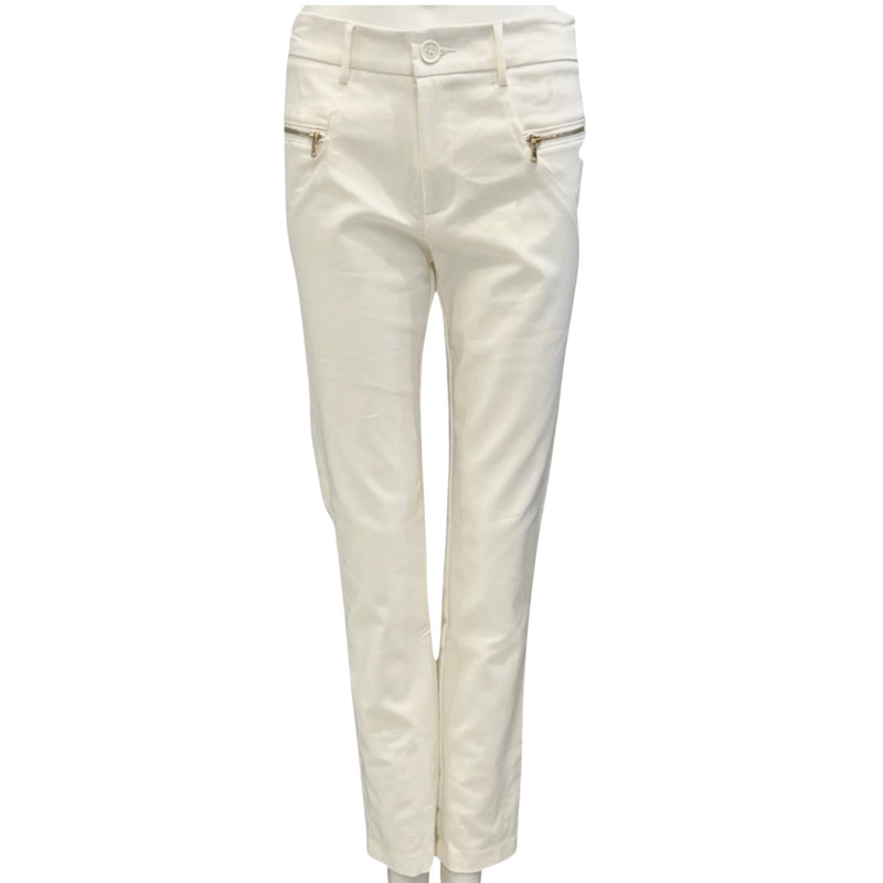 Pantalon fashion Kessley en coton stretch #couleur_ivoire