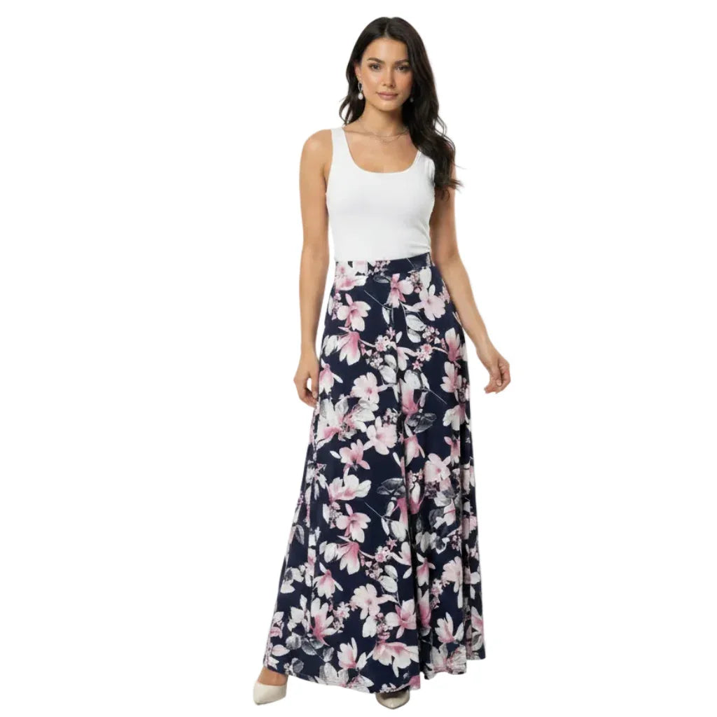 pantalon imprimé floral #couleur_marine