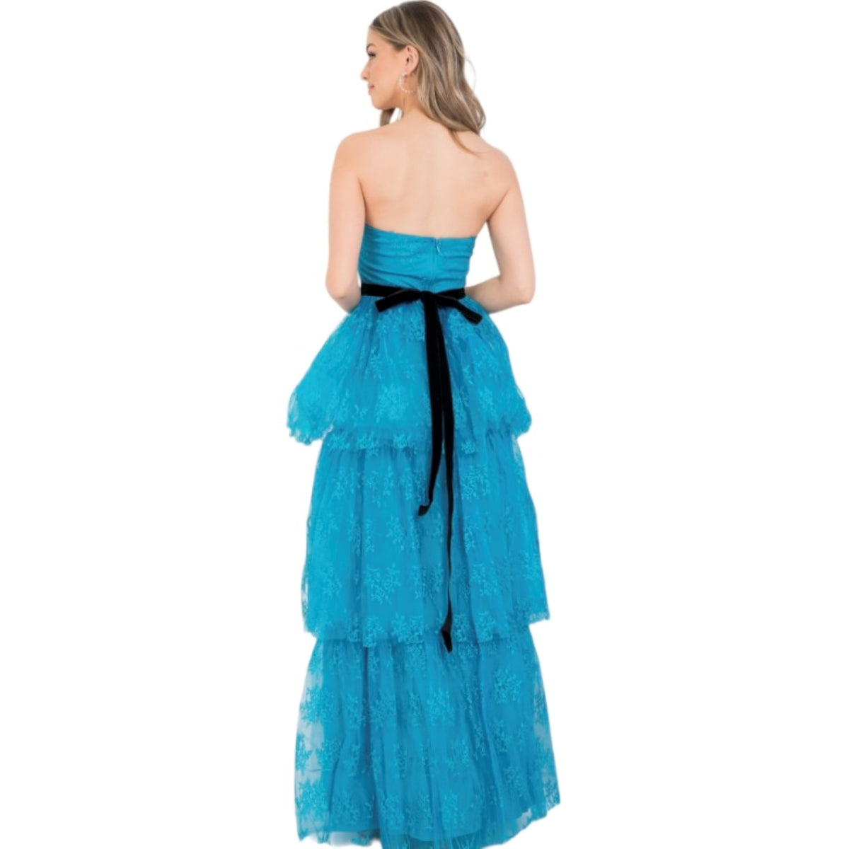 Robe dentelle ceinture noire #couleur_turquoise