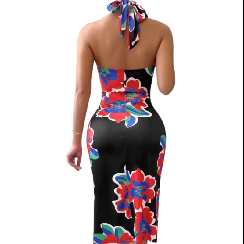 C'est Elle robe dos nu fleuri 