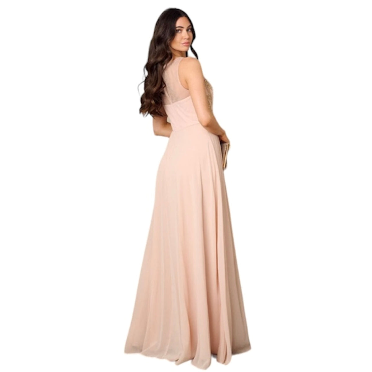 Maxi robe brodée longue C'est Elle #couleur_rose