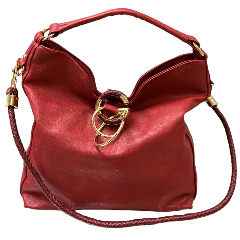 Sac à main anneaux lettre G #couleur_rouge