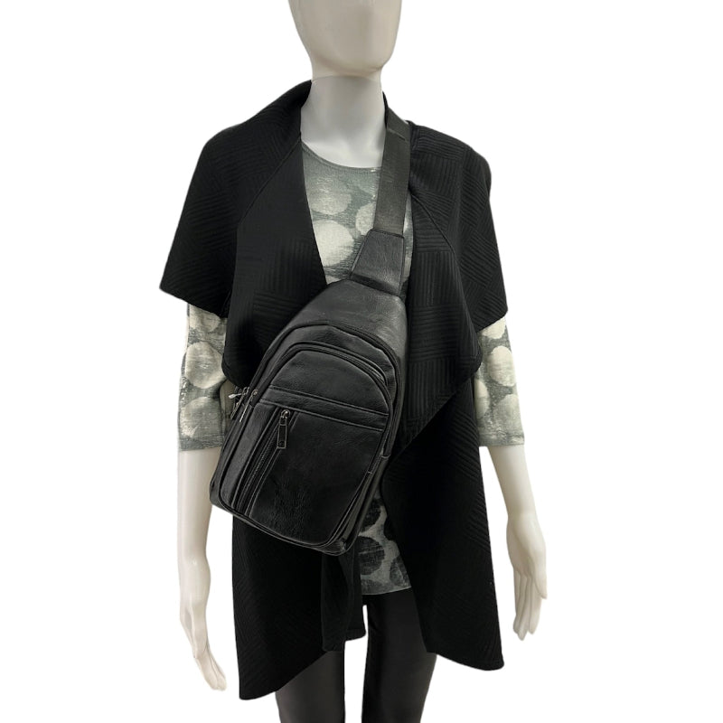Sac à bandoulière noir unisexe