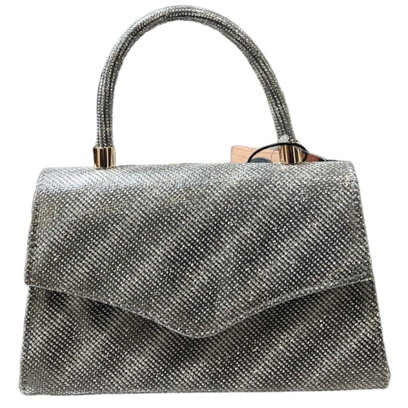 Sac de soirée brillant avec poignée et chaine #couleur_charcoal