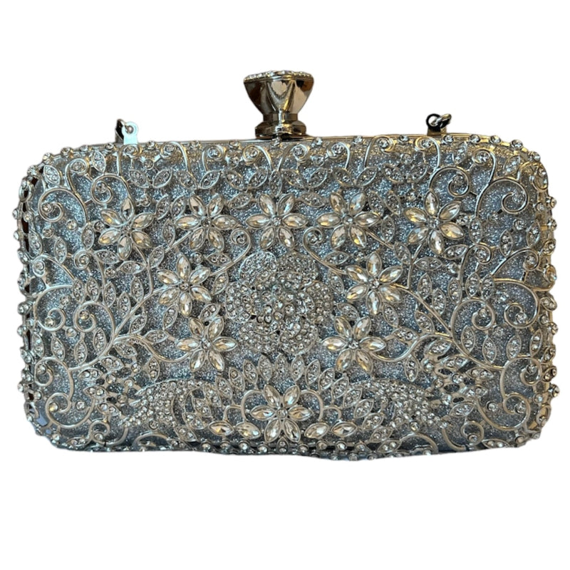 ac de soirée chic en métal fleuri #couleur_argent