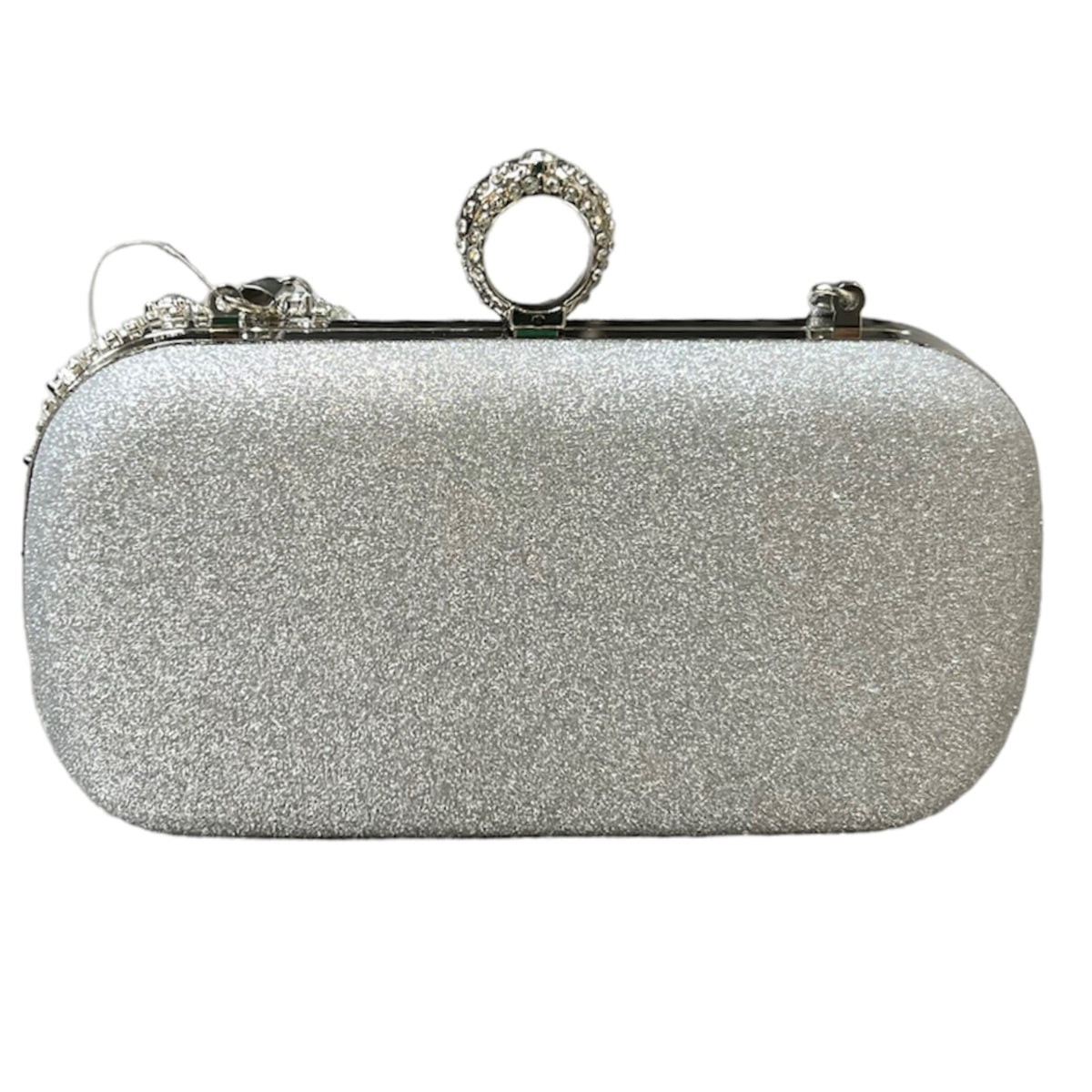 Sac de soirée Ginette tissus et pierres de rhin #couleur_argent