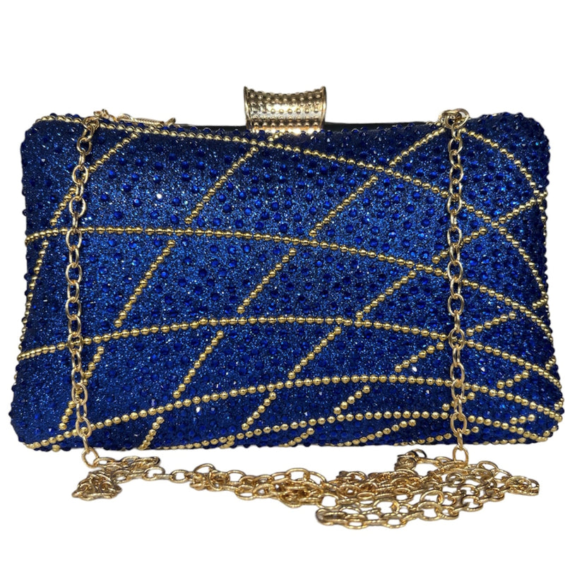 Sac de soirée Manon parsemé de petites pierres #couleur_bleu
