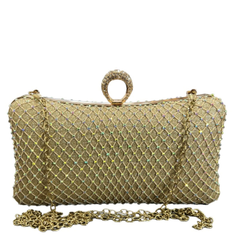 Sac de soirée Océane glam diamanté #couleur_or