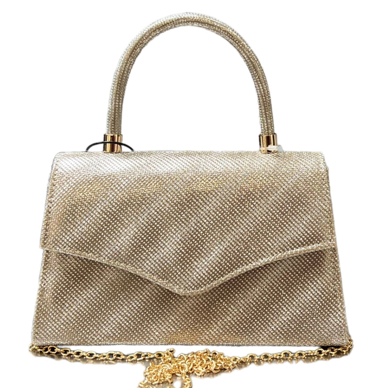Sac de soirée brillant avec poignée et chaine #couleur_or