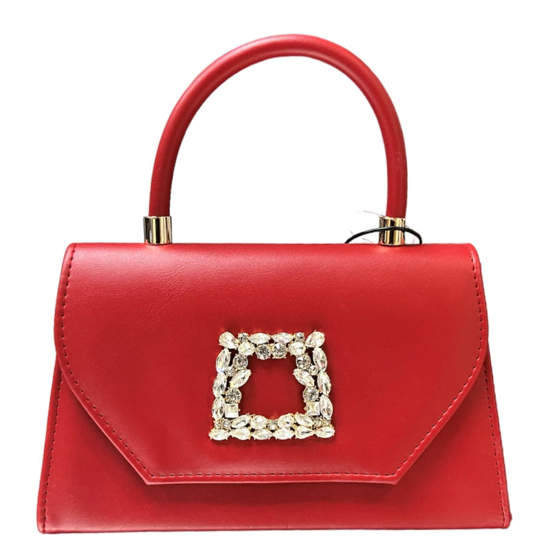 Sac de soirée Sara en simili cuir #couleur_rouge.,