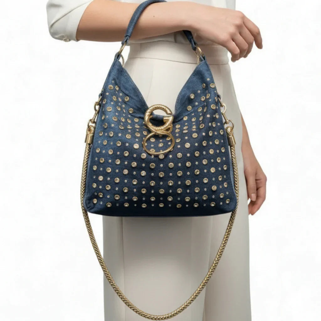 sac a main denim diamants