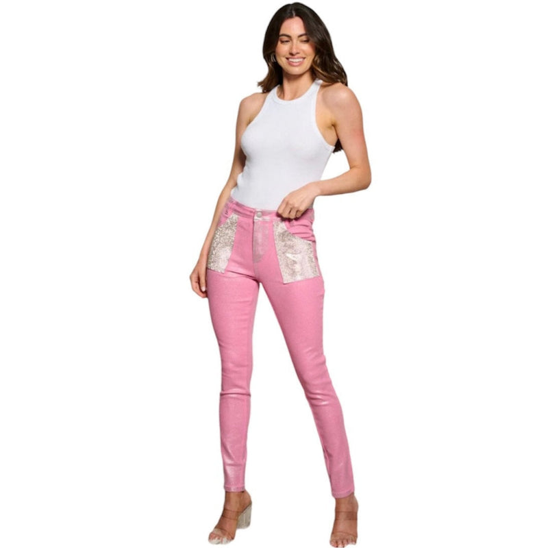 skinny jeans #couleur_rose