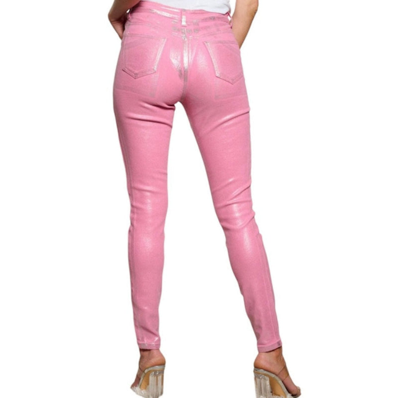 skinny jeans brillant rose