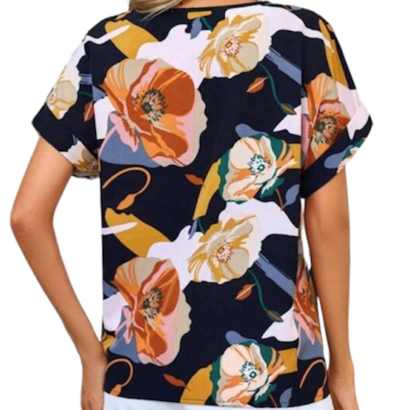 Top croisé devant à motif floral