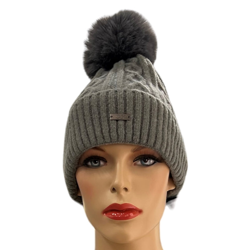 Tuque Cog laine gaufré et doublé #couleur_gris