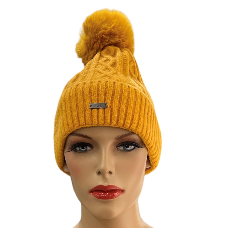 Tuque Cog laine gaufré et doublé #couleur_moutarde