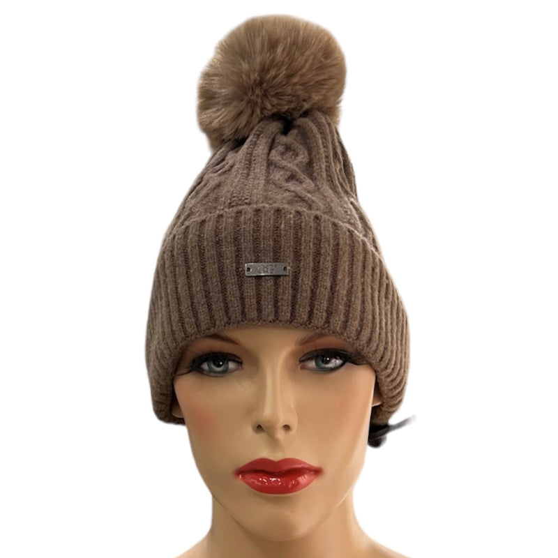Tuque Cog laine gaufré et doublé #couleur_taupe