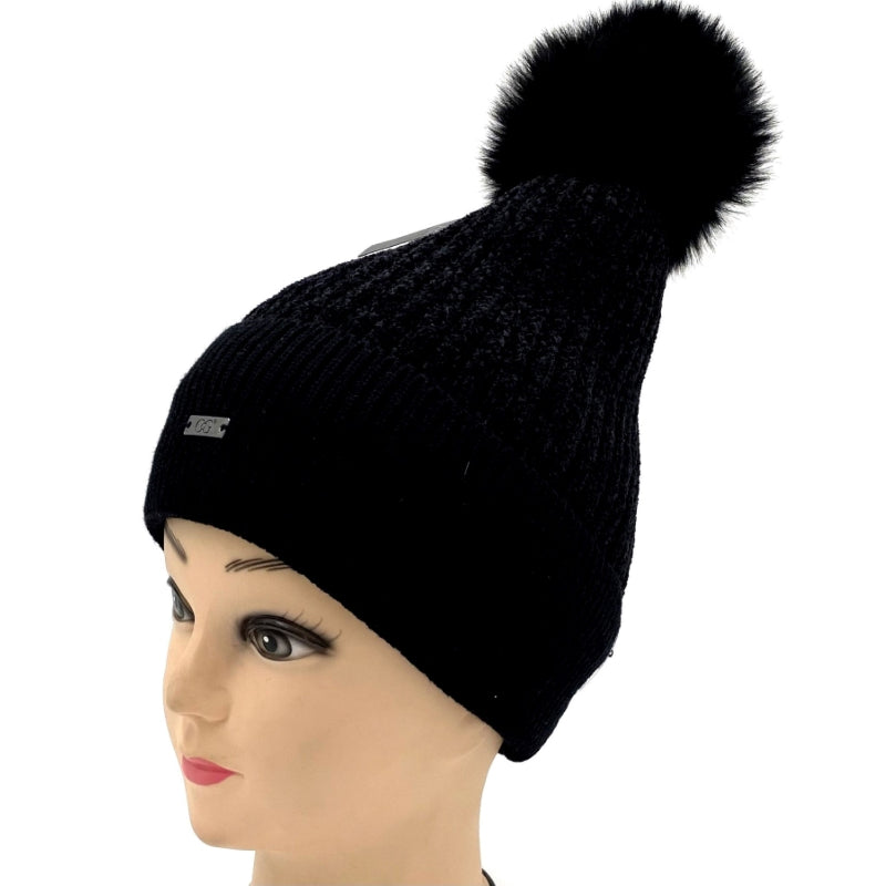 Tuque Cog New York velour pompom doux #couleur_noir